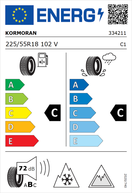 Tyre Label for Kormoran SUV Snow 225/55R18 102V
